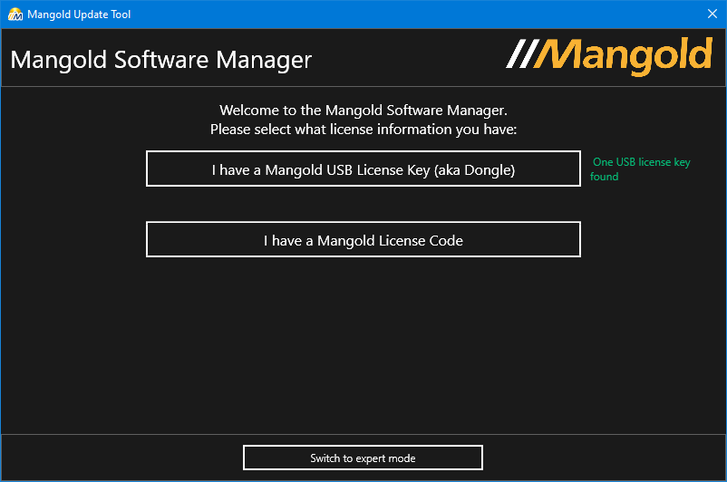 Mangold Software Manager main screen