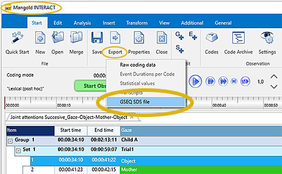GSEQ export from Mangold INTERACT software