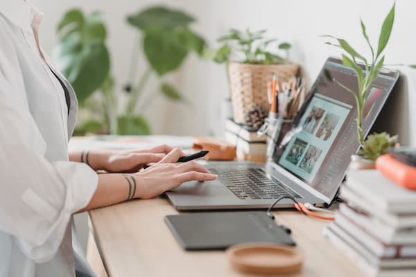 Human factors researcher working at computer