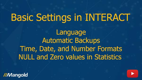 Video Tutorial - Basic settings in INTERACT