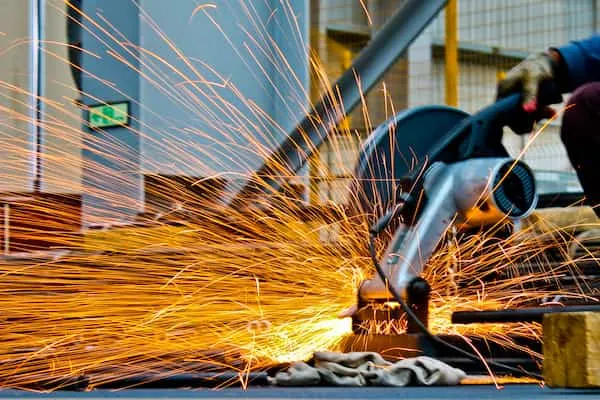 Circular saw in safe work environment