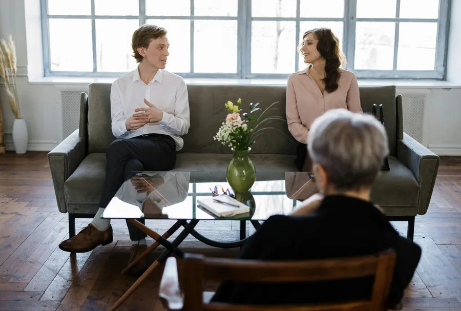 Coach and client interacting during a coaching session