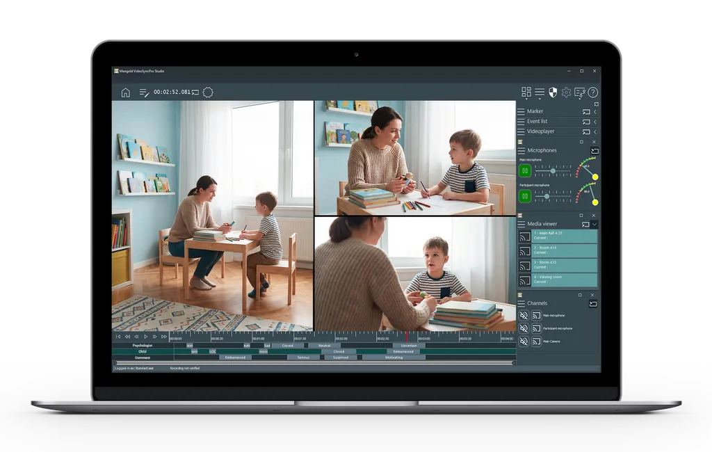 Recording of a child interview on a monitor