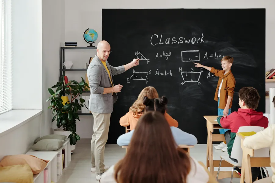 Teacher instructing in classroom